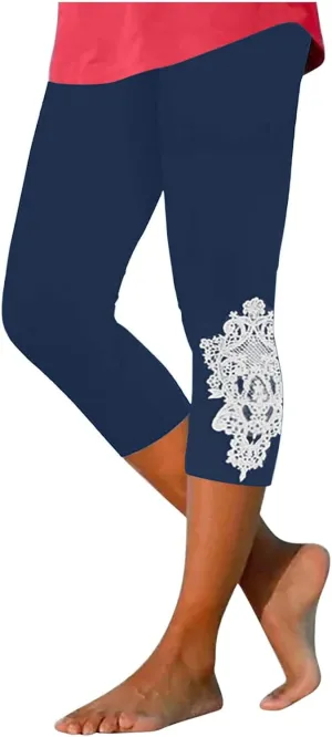 Capri Yoga Leggings for Women High Waisted Leggings Tummy Control Leggings Workout Gym Leggings Fashion Leggings