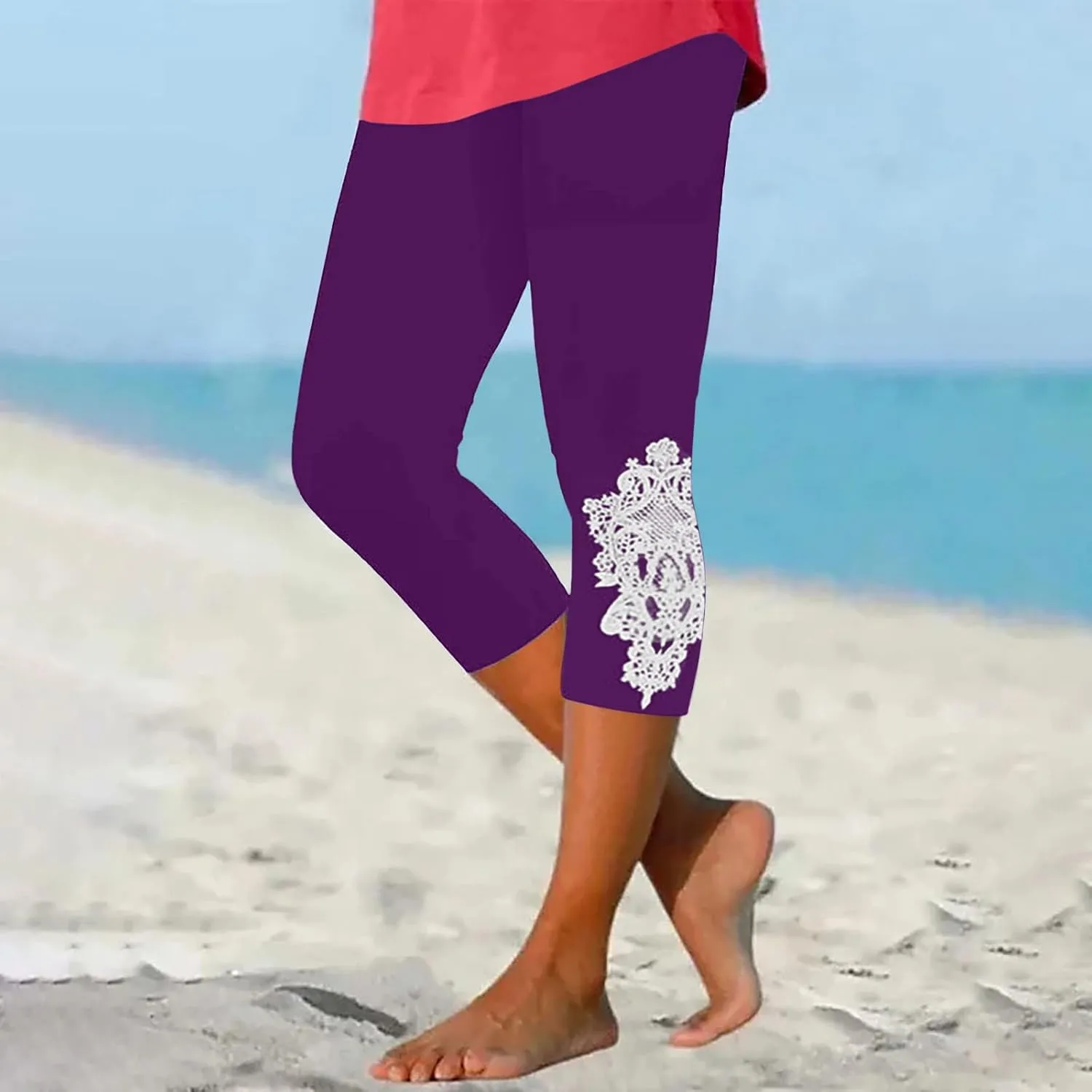 Capri Yoga Leggings for Women High Waisted Leggings Tummy Control Leggings Workout Gym Leggings Fashion Leggings