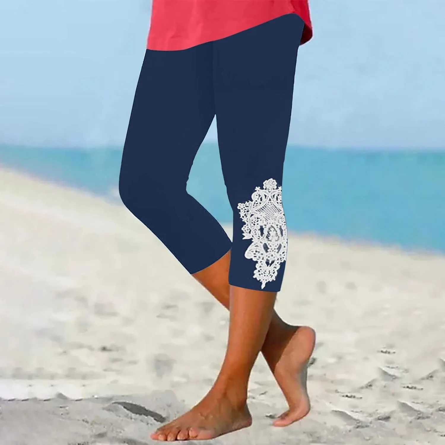 Capri Yoga Leggings for Women High Waisted Leggings Tummy Control Leggings Workout Gym Leggings Fashion Leggings