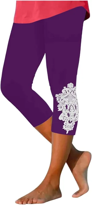 Capri Yoga Leggings for Women High Waisted Leggings Tummy Control Leggings Workout Gym Leggings Fashion Leggings