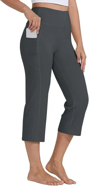 Capri Yoga Pants for Women Straight Dressy Casual Cropped Pants High Waist Tummy Control Leggings Workout Gym Outfits