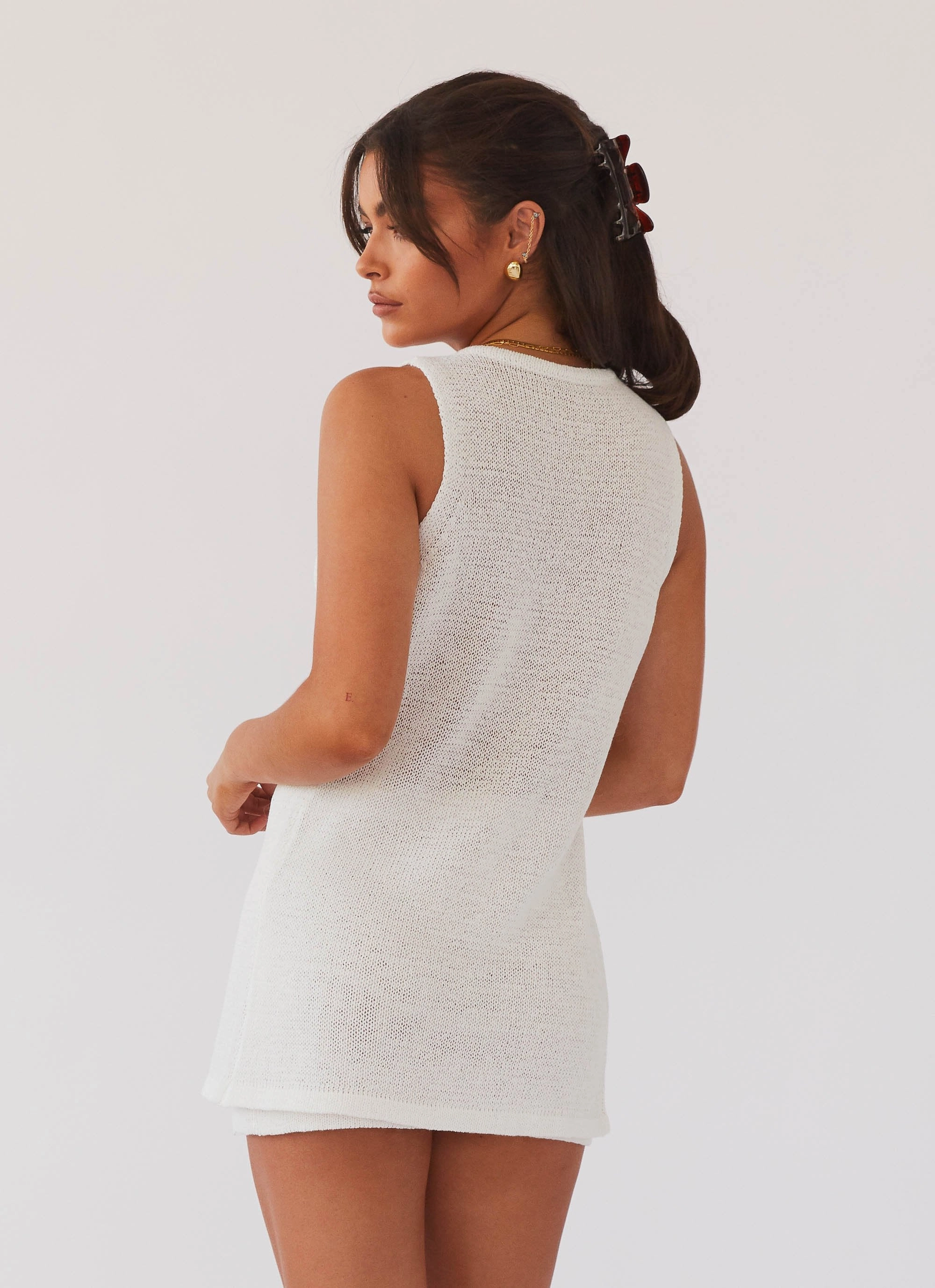 Capri Glow Knit Top - White elegant design Tension Balanced Design