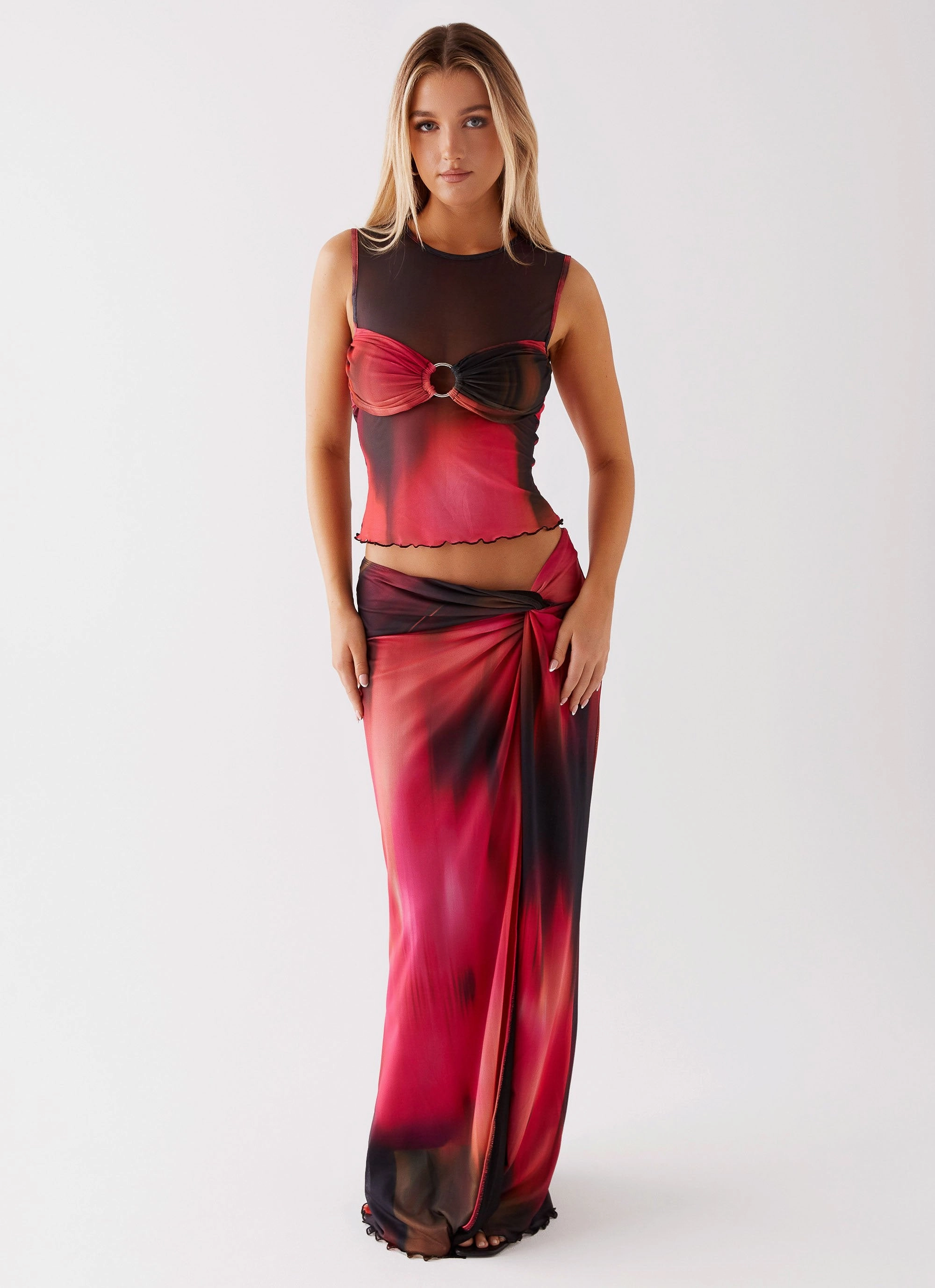 Athletic Fit Caprise Maxi Skirt - Pink Print