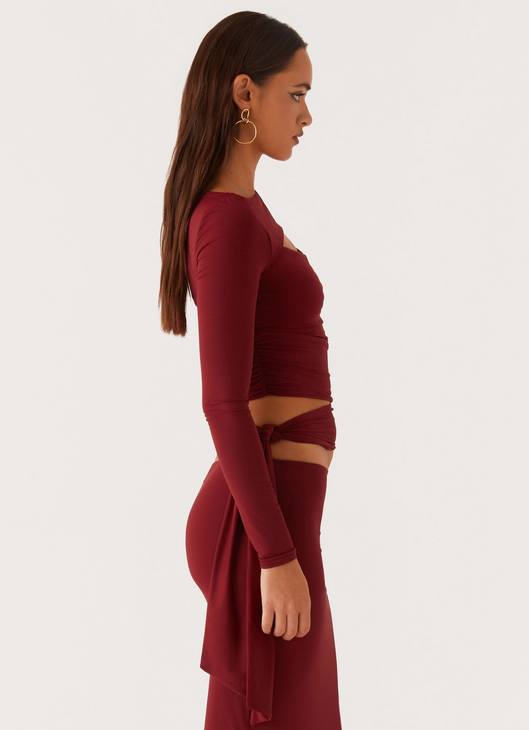 Hooded Comfort Fit Anti Static Interior Capucine Wrap Top - Mulberry