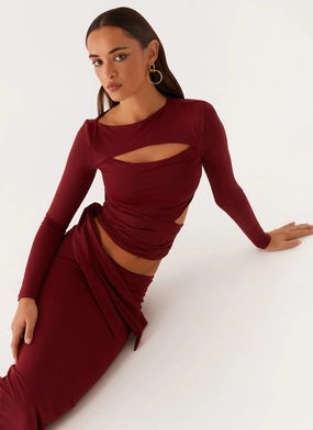 Stretch Fit Capucine Wrap Top - Mulberry