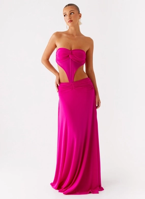 Sophisticated Waist Fashionable appearance Carlene Maxi Dress - Fuchsia