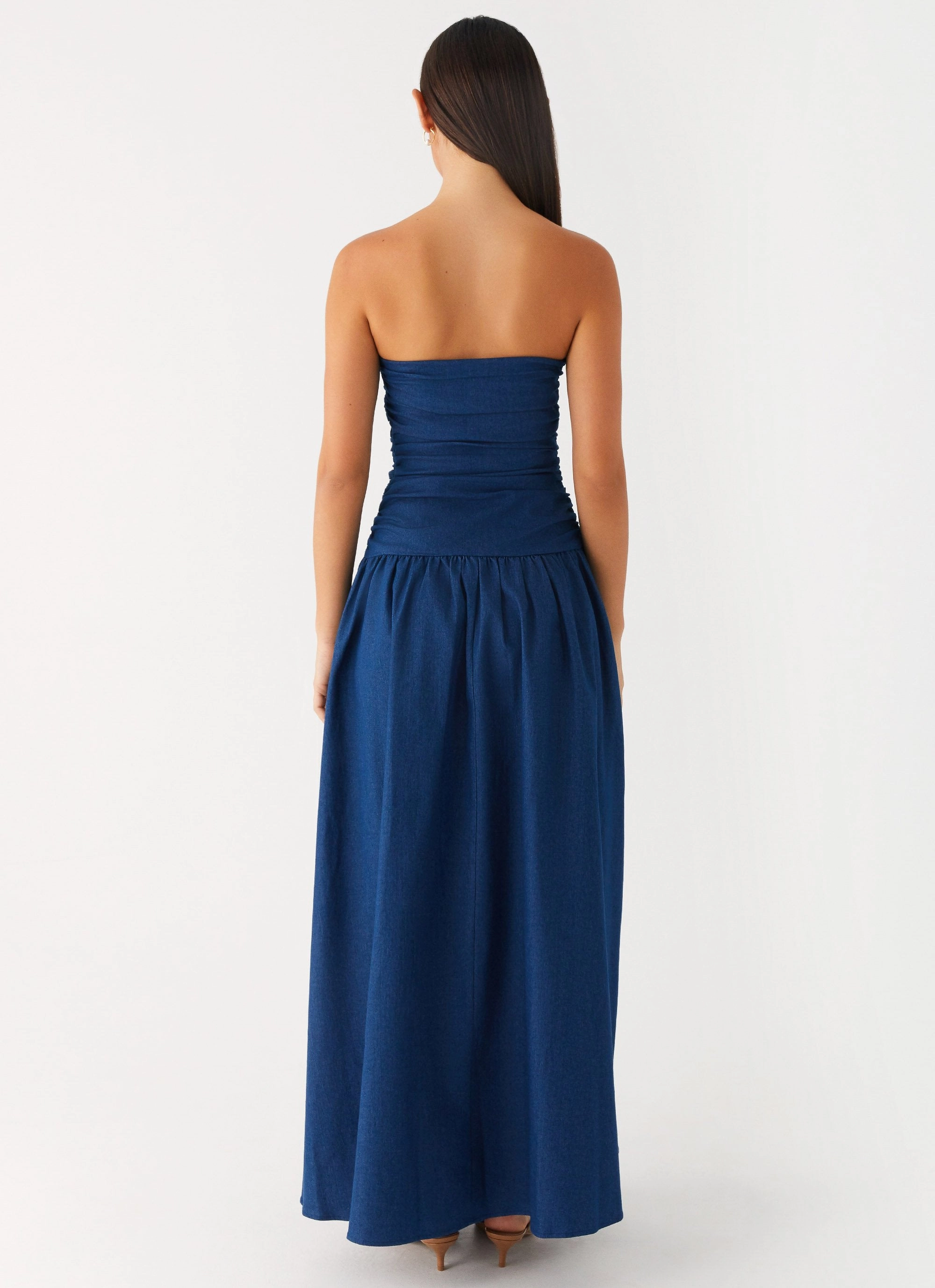 Carmel Denim Maxi Dress - Indigo Back-Pocket