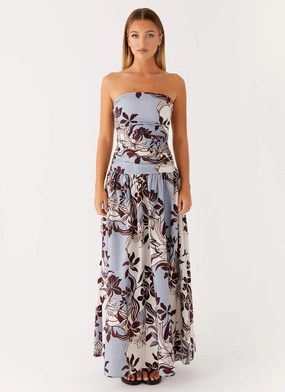 Cozy Wearable Body Safe Carmel Maxi Dress - Bluewood Blossom