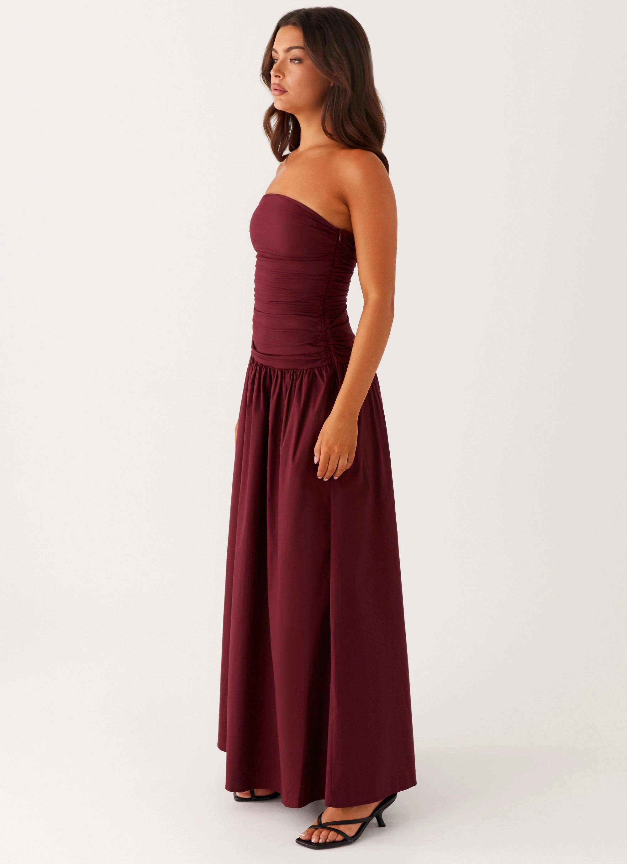 Draped Layer Carmel Maxi Dress - Mulberry