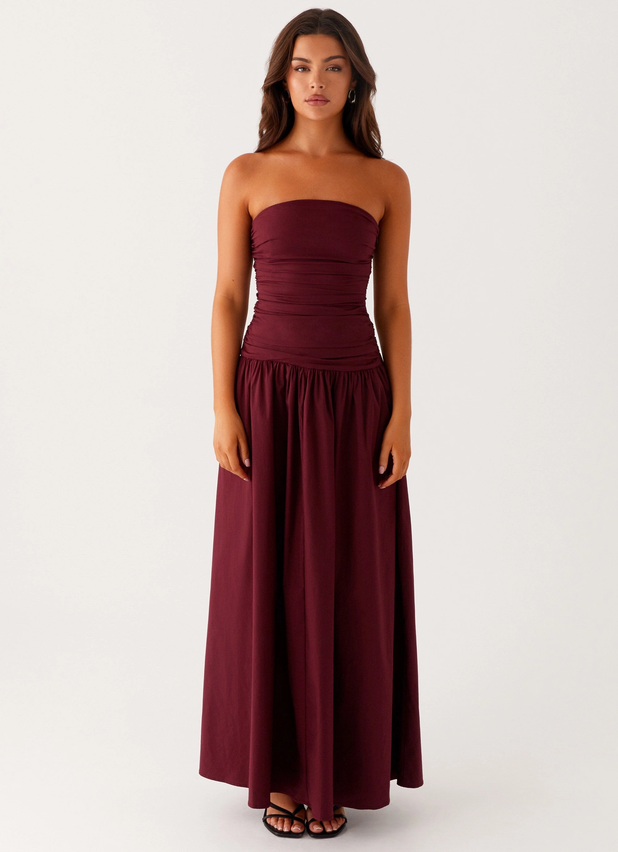Edgy Twist Edge Detail Carmel Maxi Dress - Mulberry