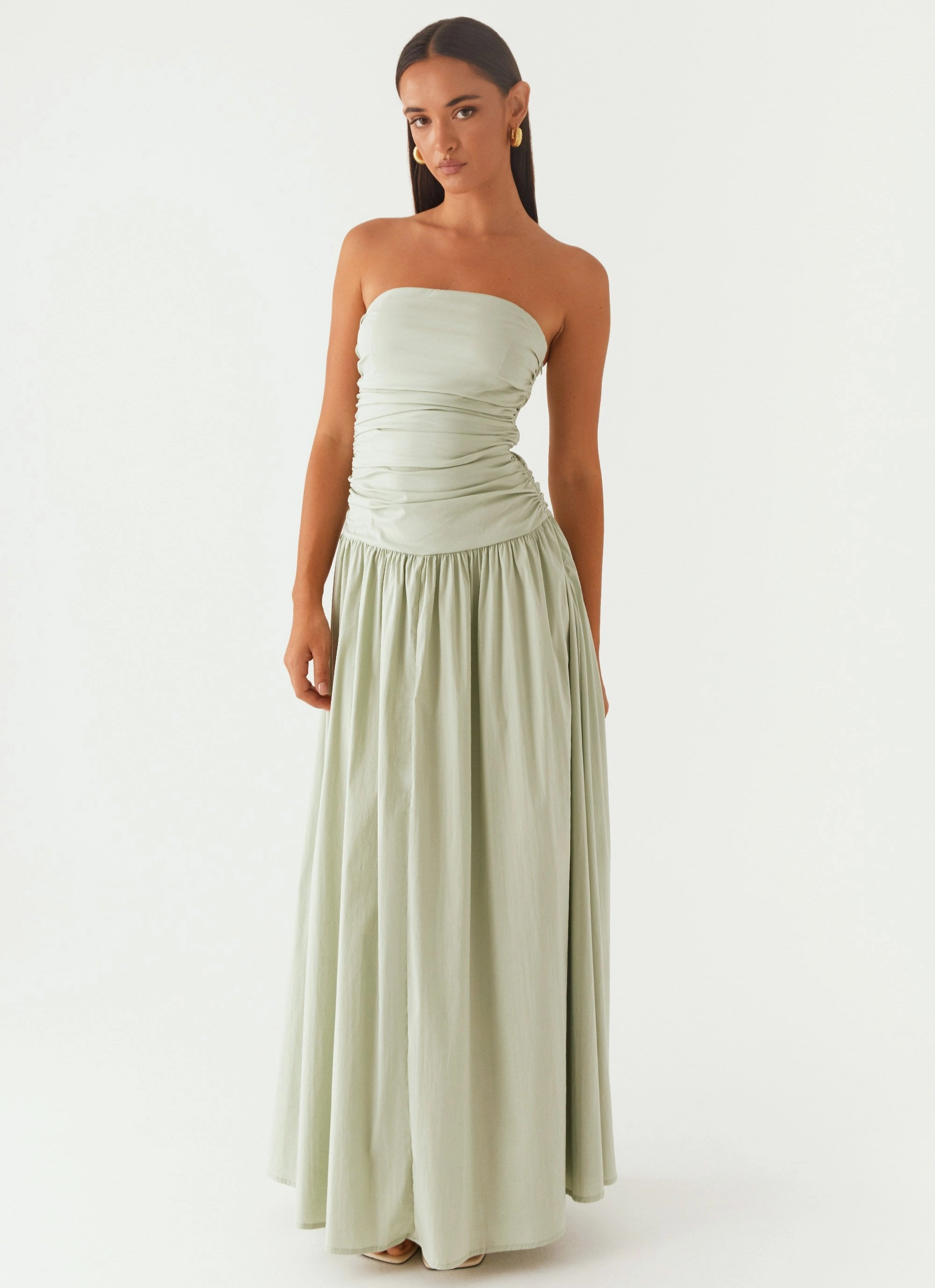Softly Structured Basic essential Carmel Maxi Dress - Sage