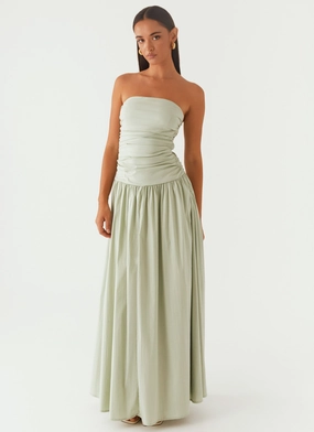 Softly Structured Basic essential Carmel Maxi Dress - Sage