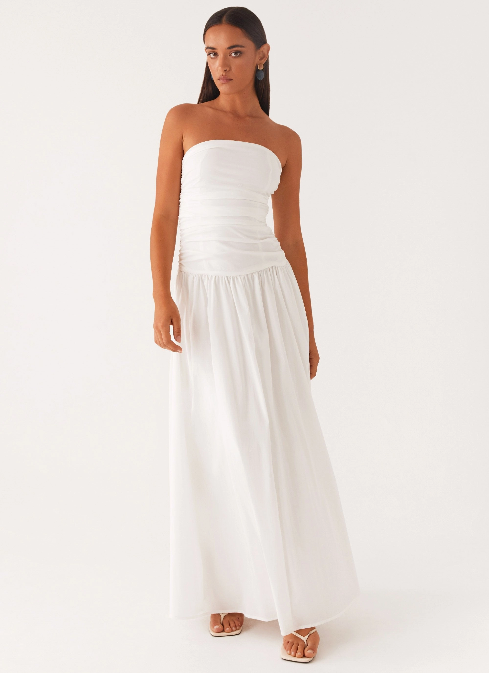 Carmel Maxi Dress - White Matte-finish
