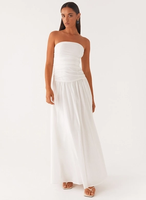 Carmel Maxi Dress - White Matte-finish