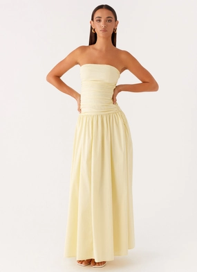 Slit-Hem Sophisticated Touch Carmel Maxi Dress - Yellow