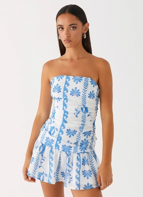 Trend Texture Carmel Mini Dress - Floral Wave