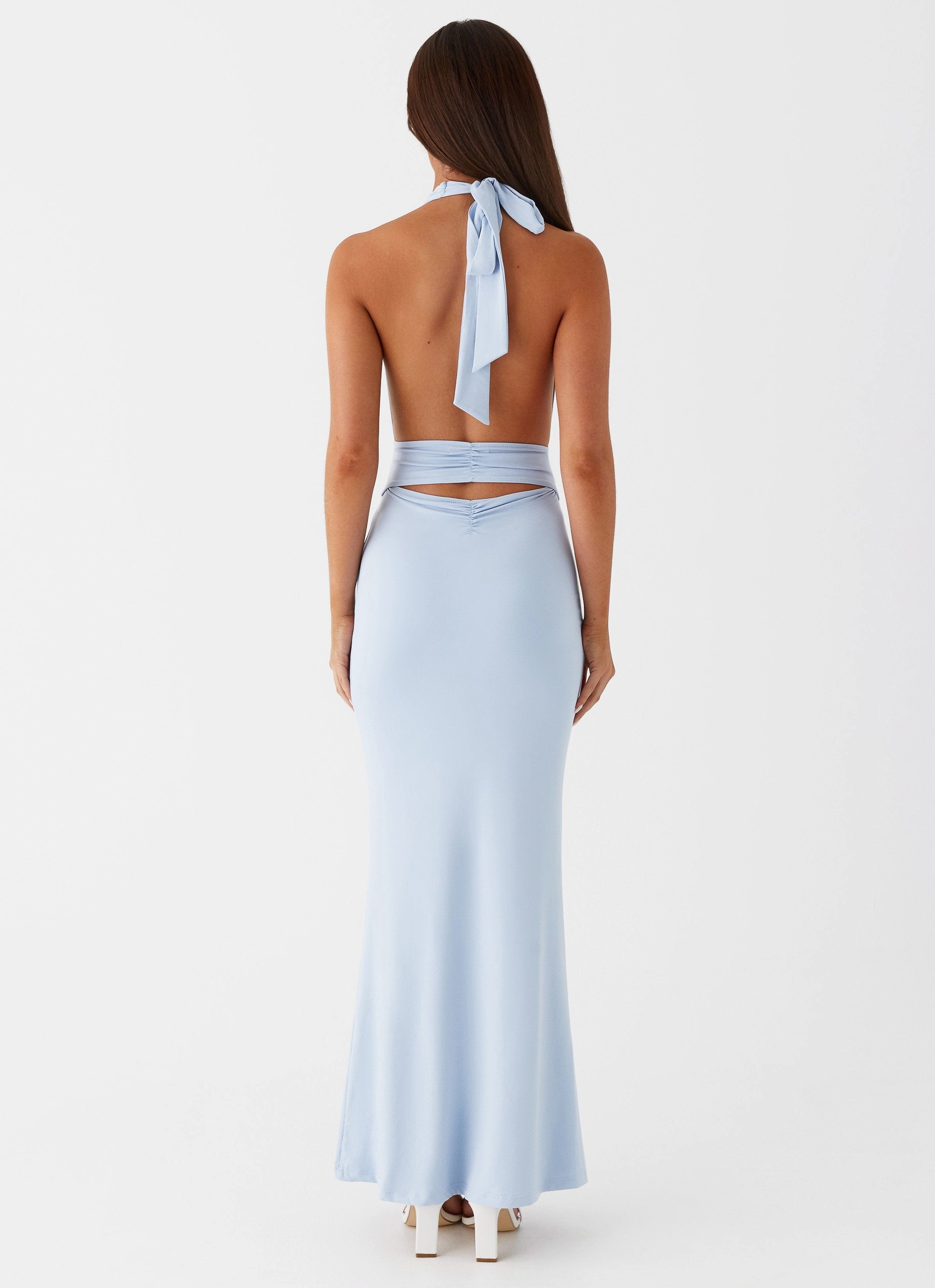 Carolina Twist Maxi Dress - Blue Front-Pocket Minimal Mood