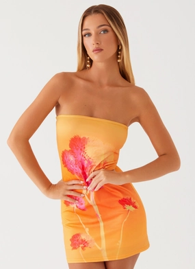 Caroline Mini Dress - Orange Floral Casual Smart