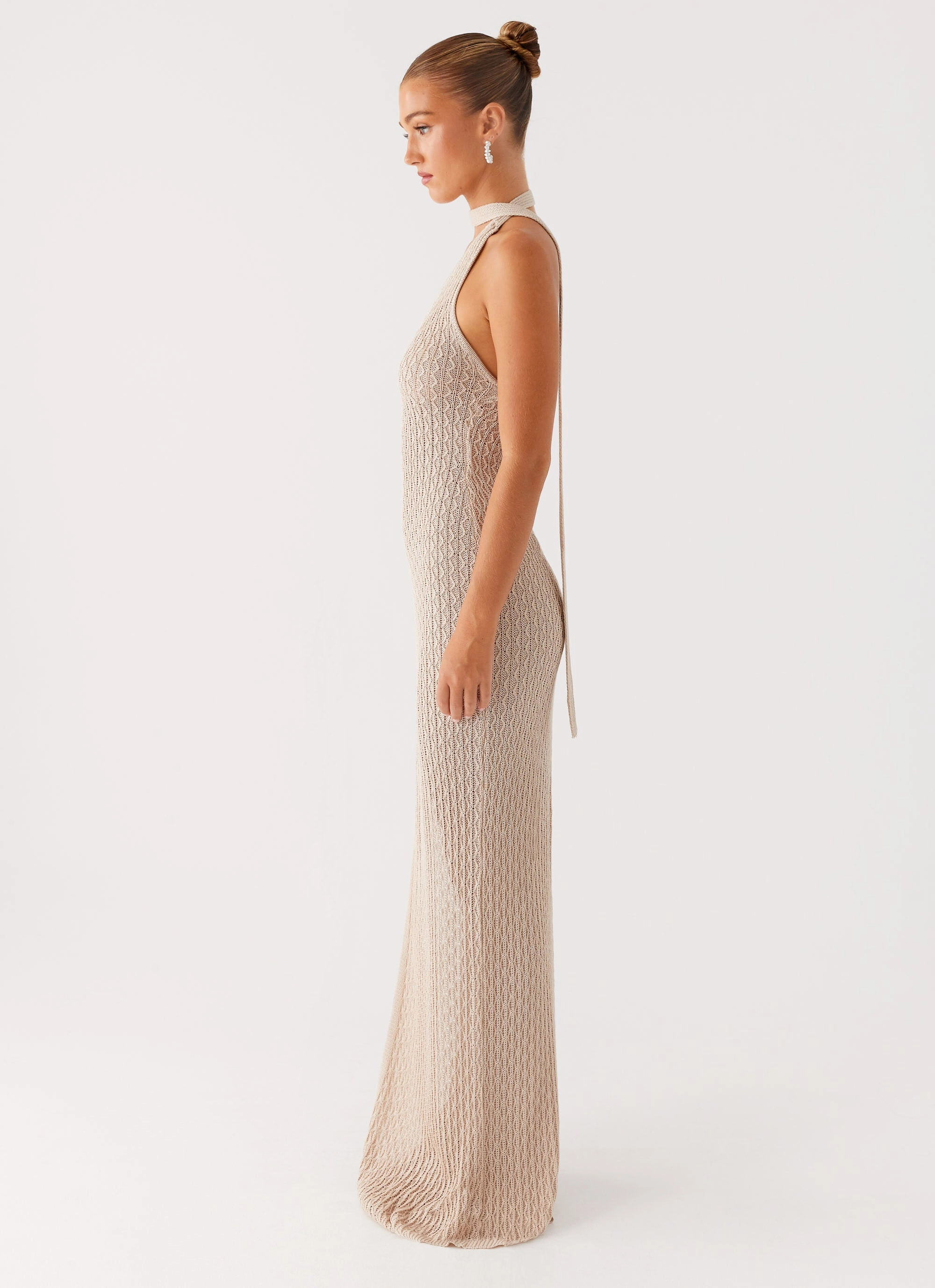 Carryn Knit Maxi Dress - Beige Event Glow Calm Outfit