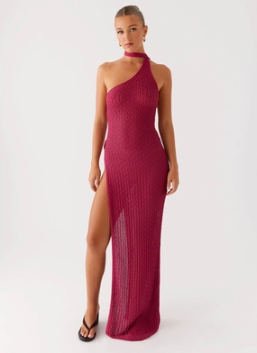 Stretch-Recovery Work Pairing Carryn Knit Maxi Dress - Hot Pink