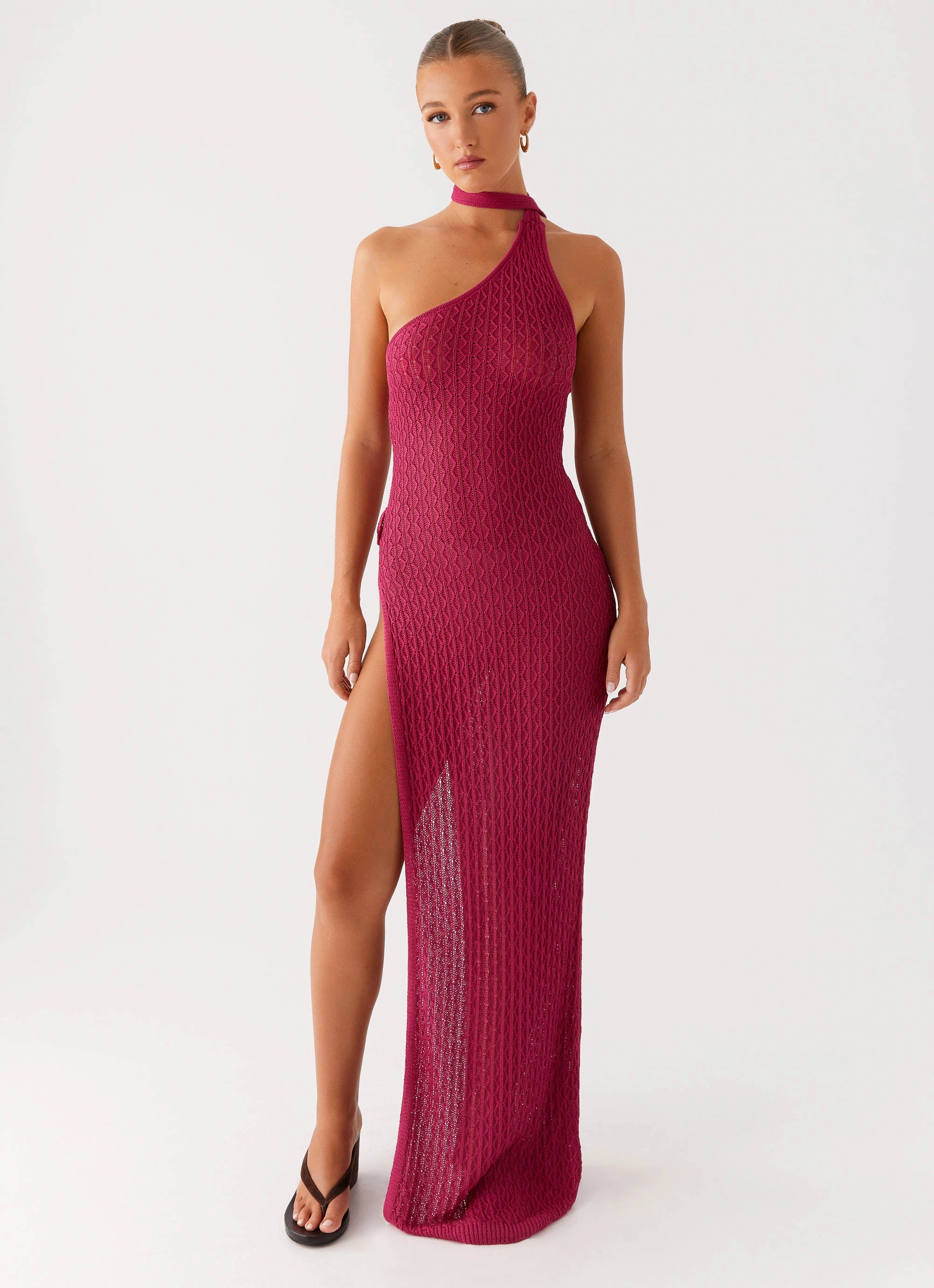 Stretch-Recovery Work Pairing Carryn Knit Maxi Dress - Hot Pink