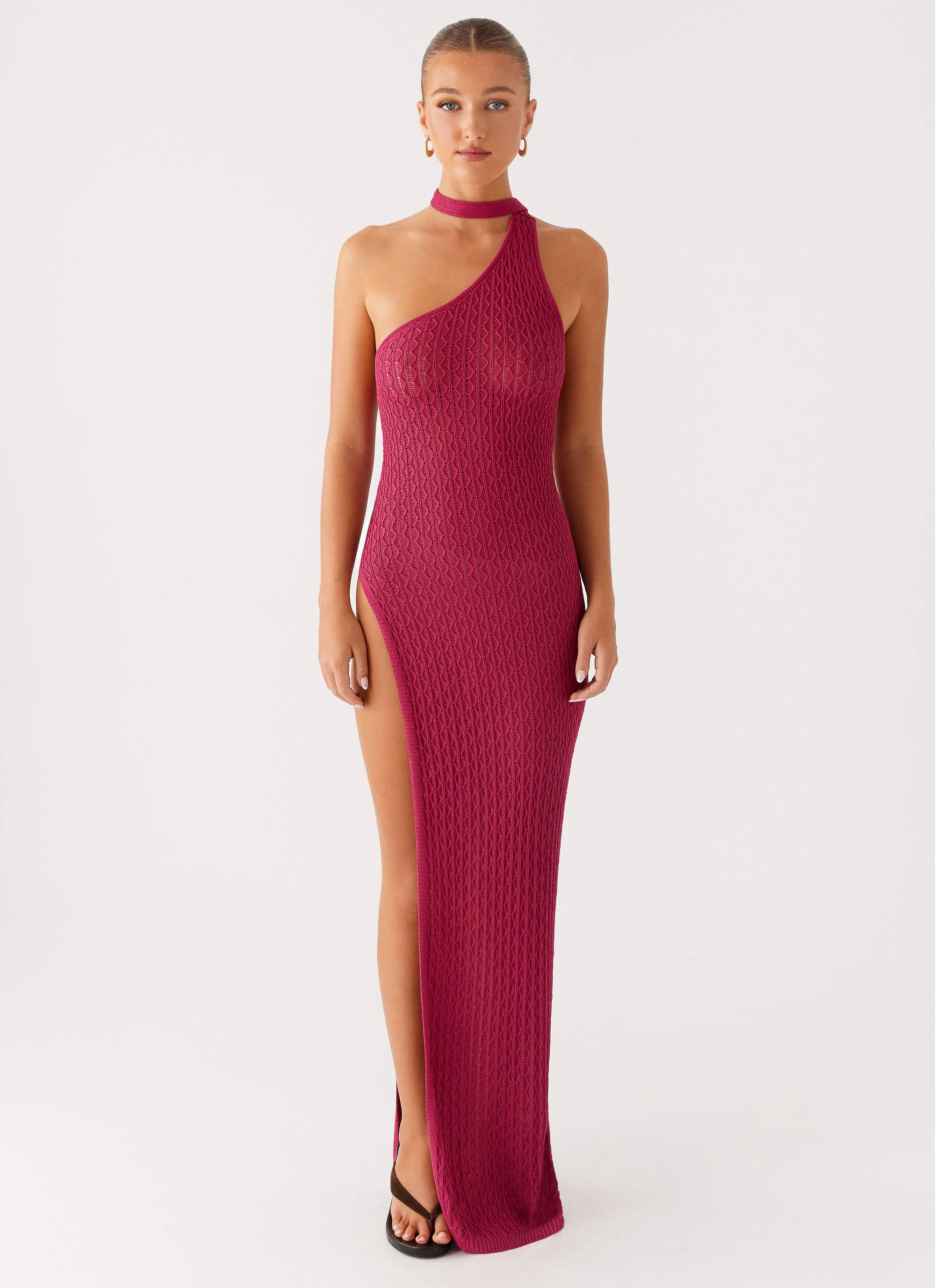 Versatile Cut Carryn Knit Maxi Dress - Hot Pink