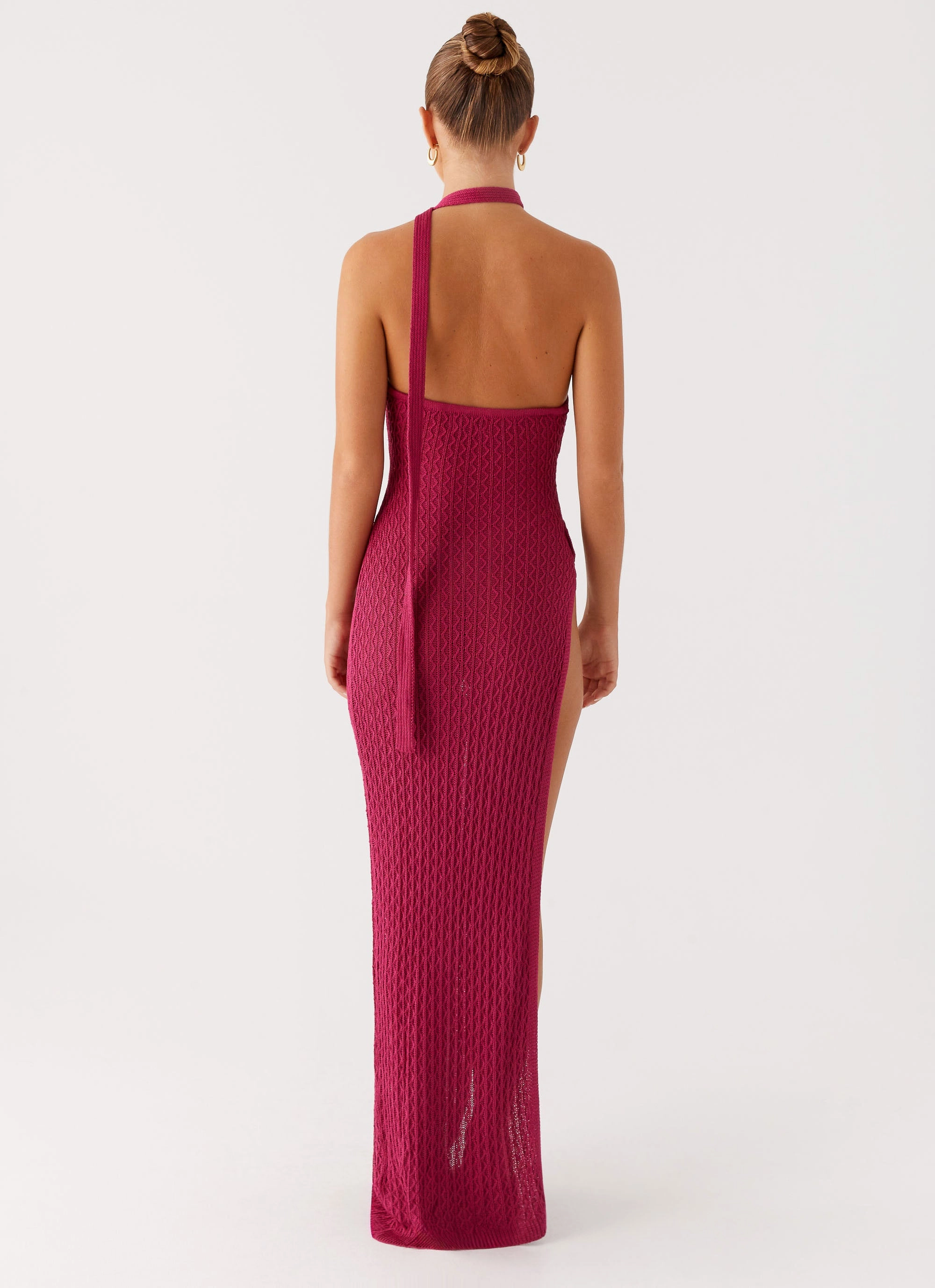 Carryn Knit Maxi Dress - Hot Pink Stylish Touch Back Glow