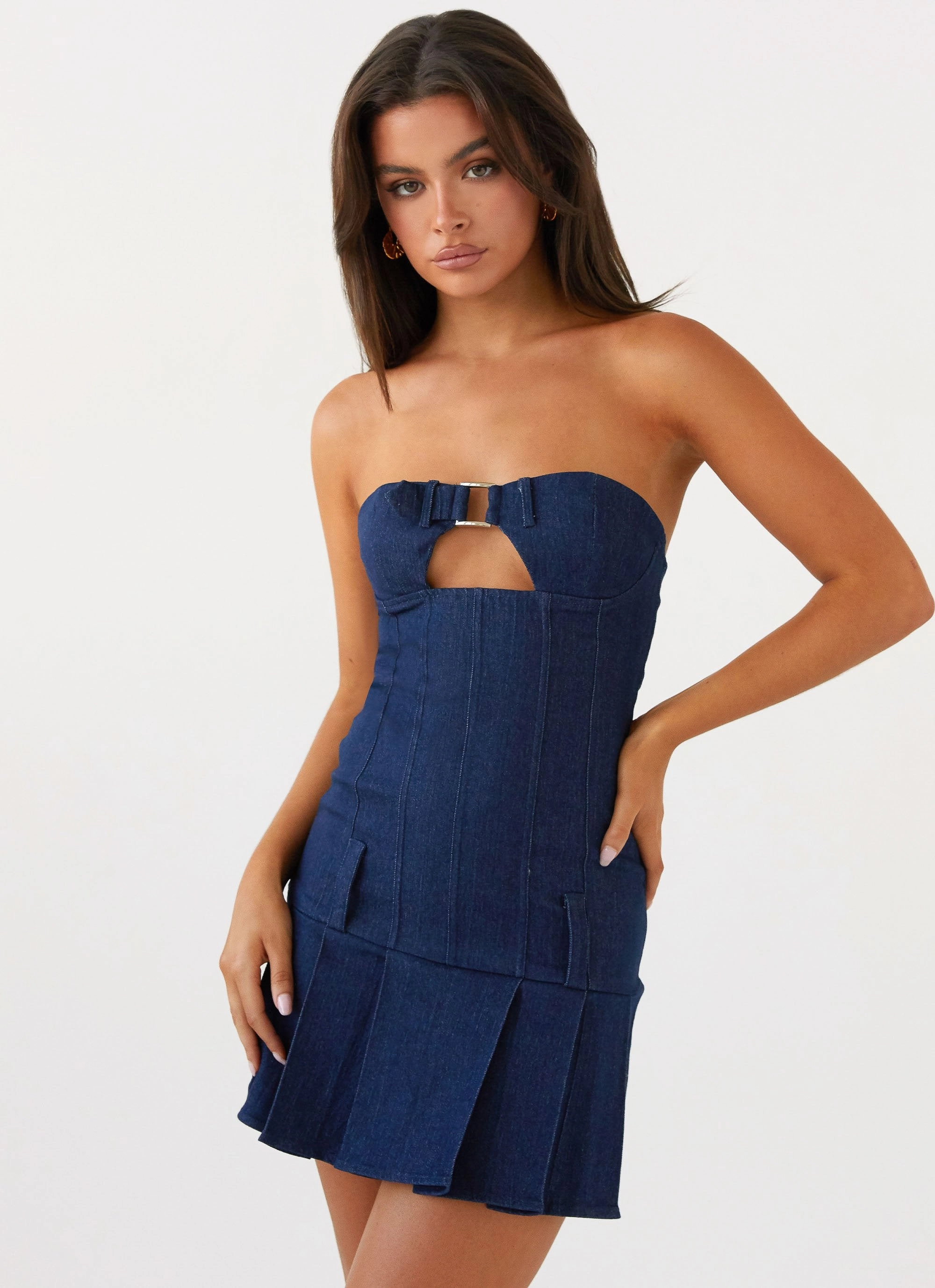 Cute Touch Case Closed Mini Dress - Dark Indigo
