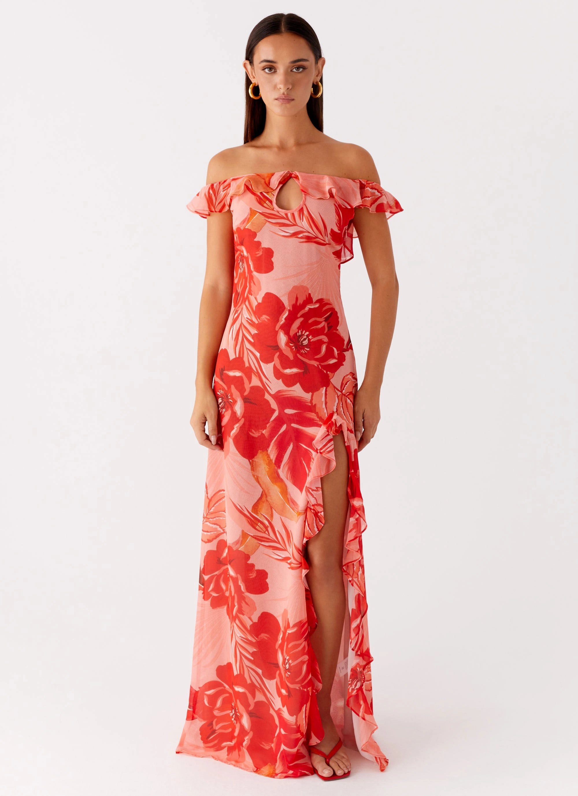 Cassiday Maxi Dress - Sicily Sunsets Print Festive Wear Ethically-Made