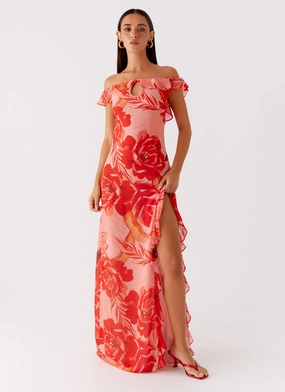 Airy Silk Cassiday Maxi Dress - Sicily Sunsets Print