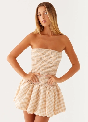 Happy Scent Cassidy Mini Dress - Orange Gingham