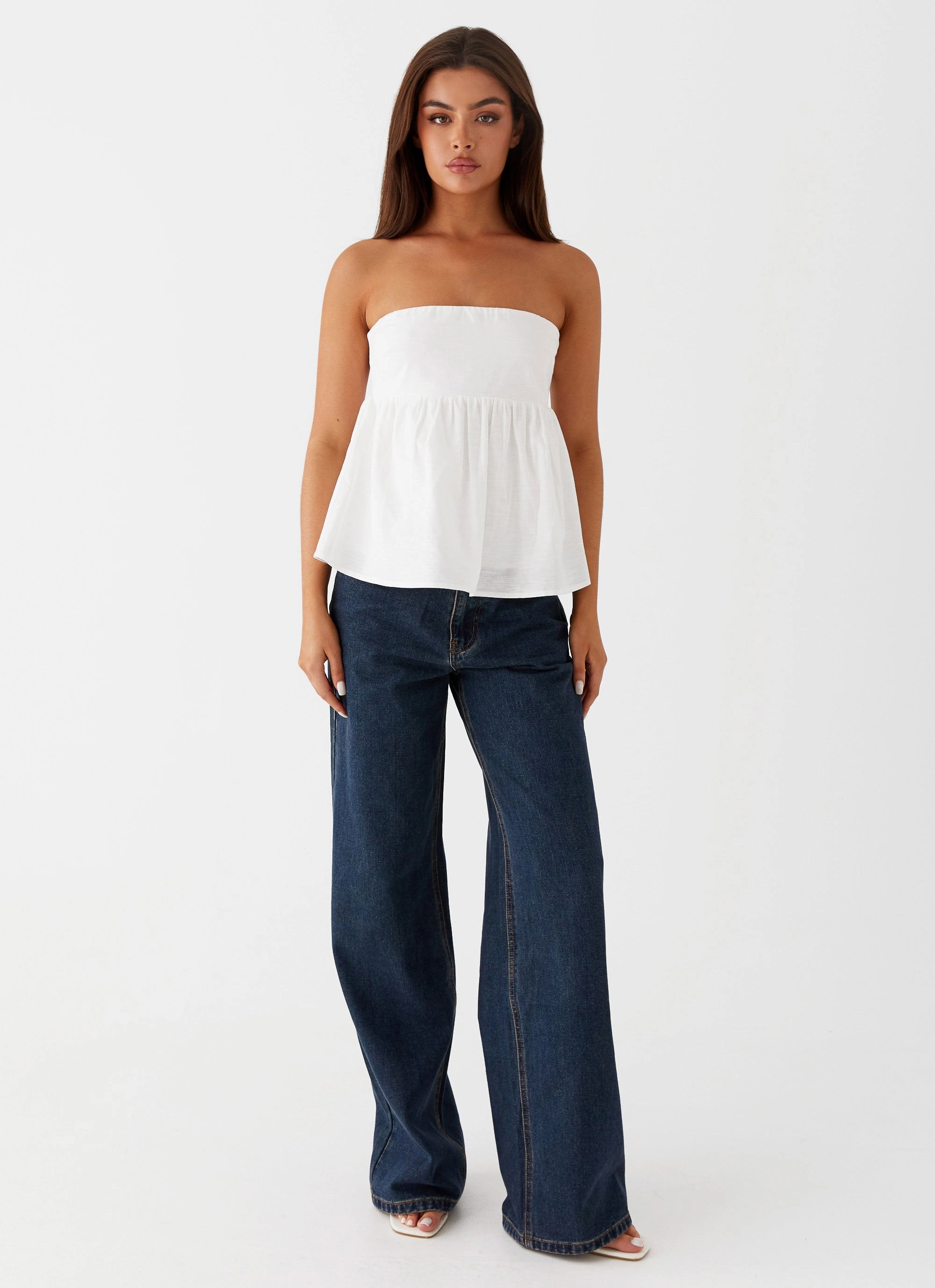 Cassie Tube Top - White Layered Sleeve