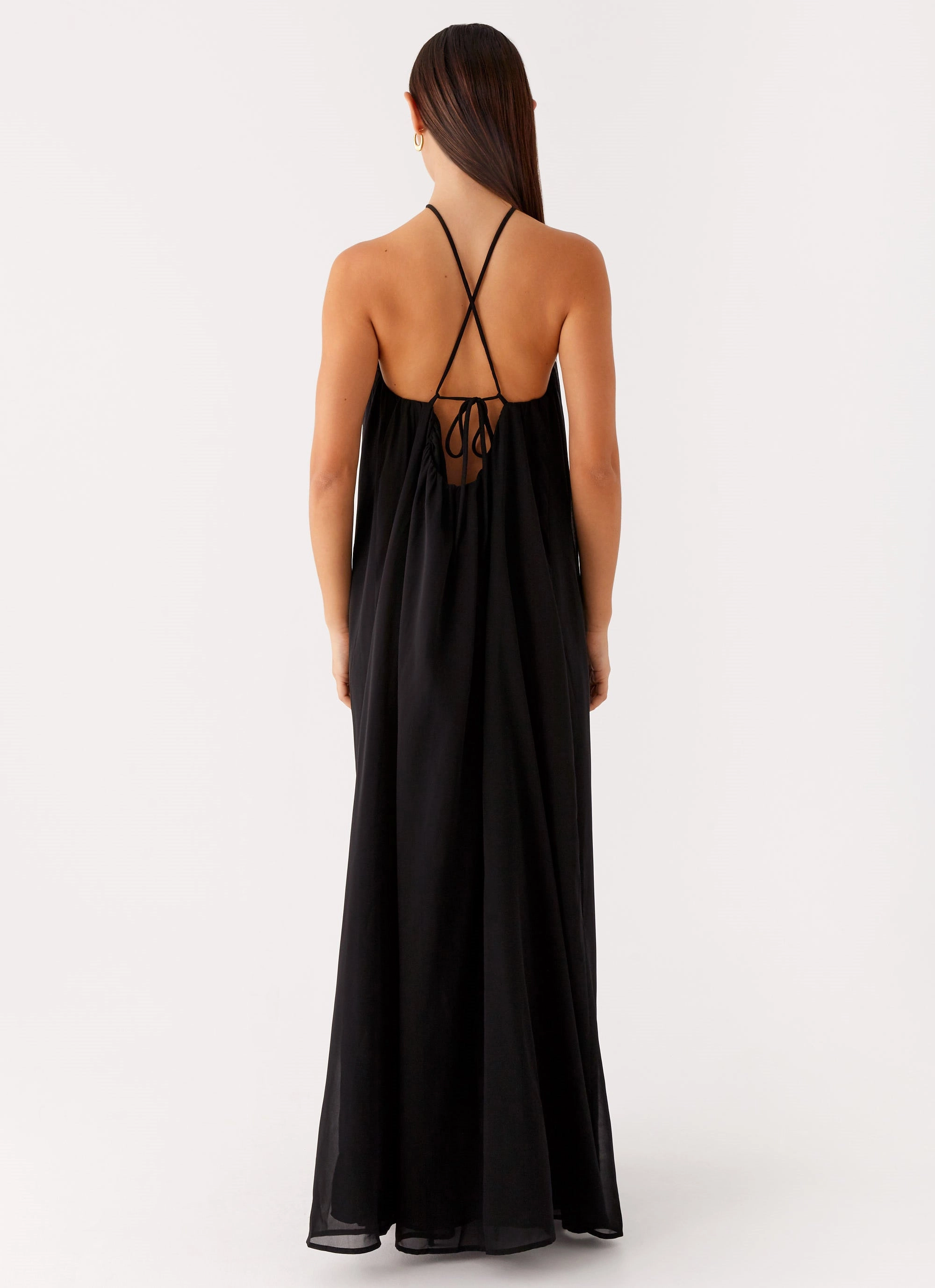 Saba Maxi Dress - Black Chilly Comfort Layered Form