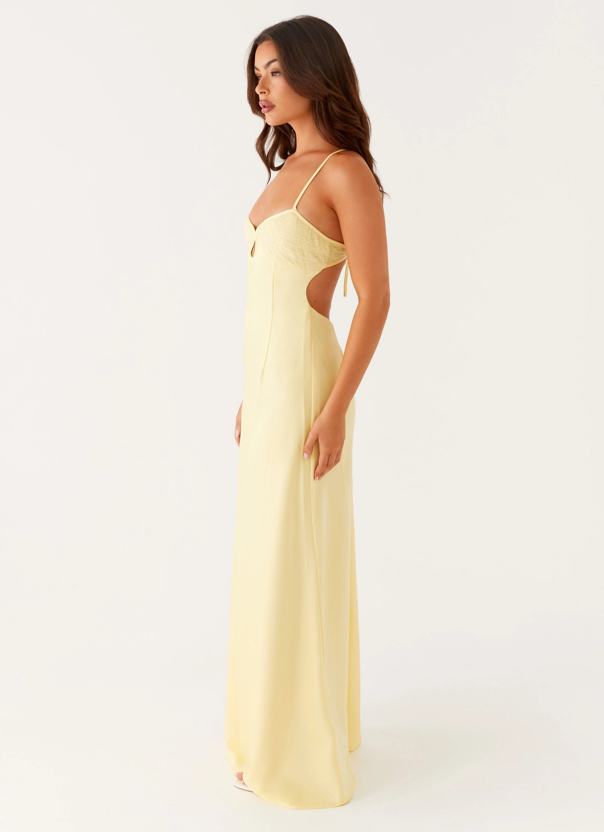 Modern Waist Design Soft Shape Joanie Maxi Dress - Yellow