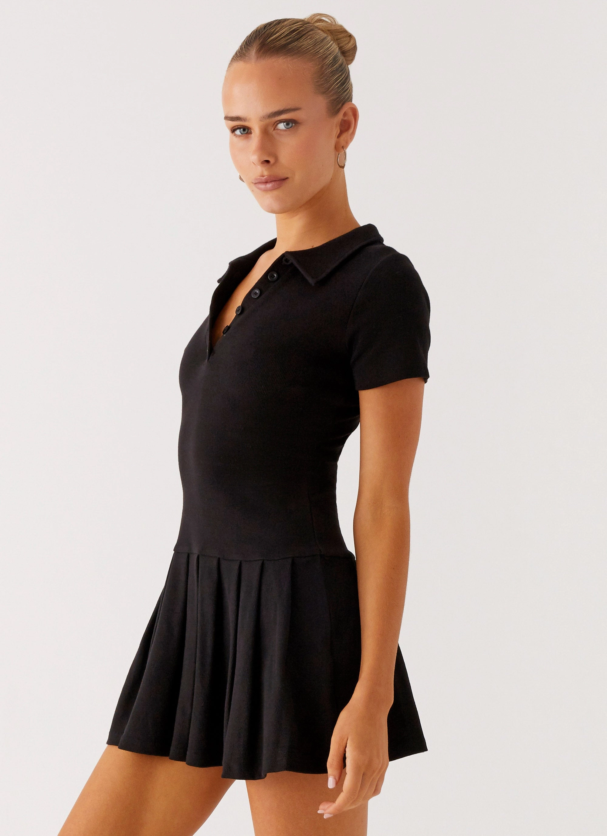 Square-Neck Vibrant Colors Alondra Mini Dress - Black