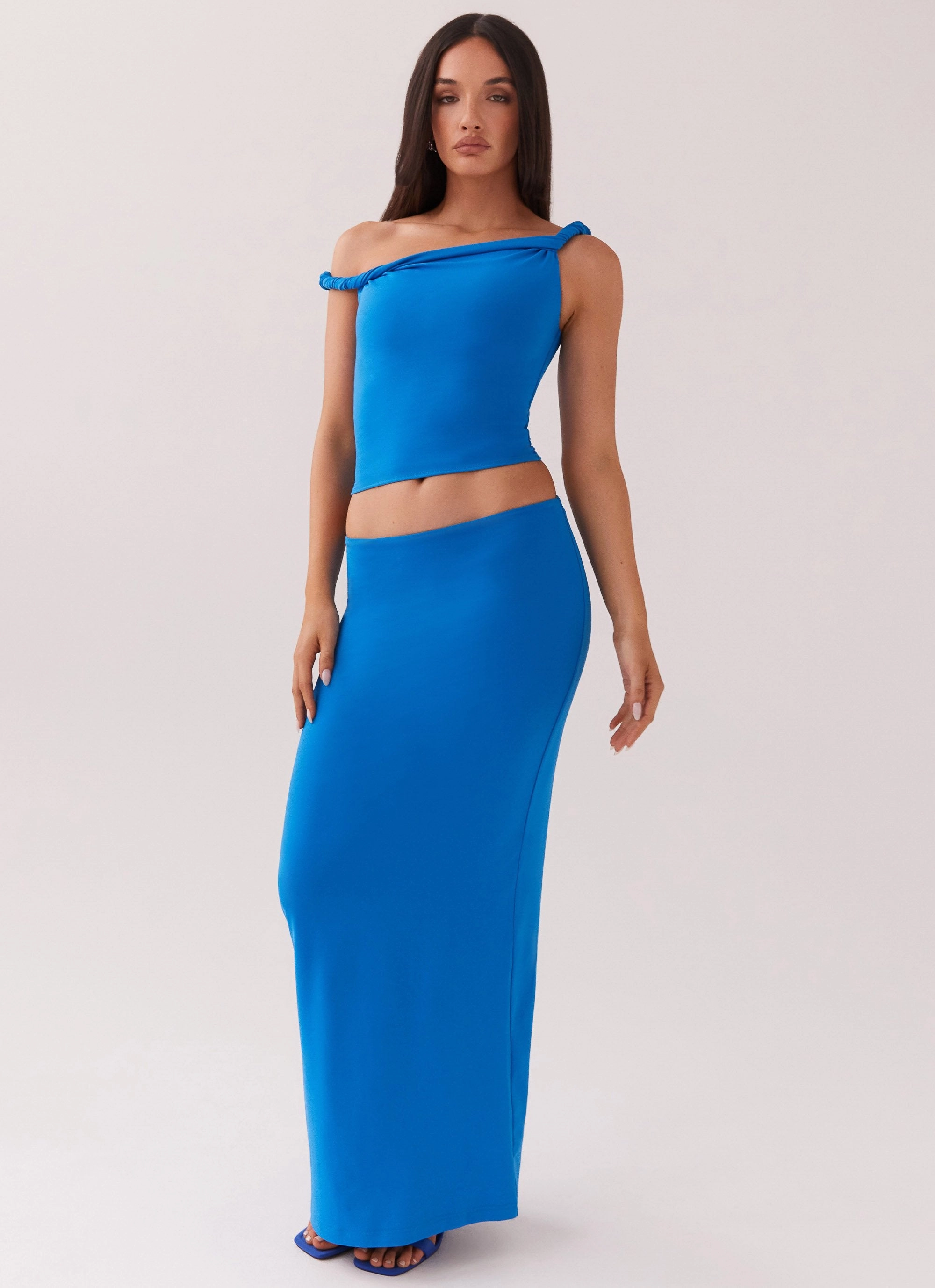 Solace Soul Maxi Skirt - Cobalt Roll-up style
