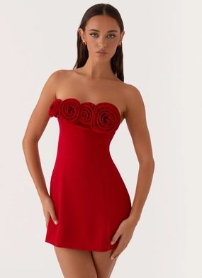 countryside Fall Mood Patsie Strapless Mini Dress - Red