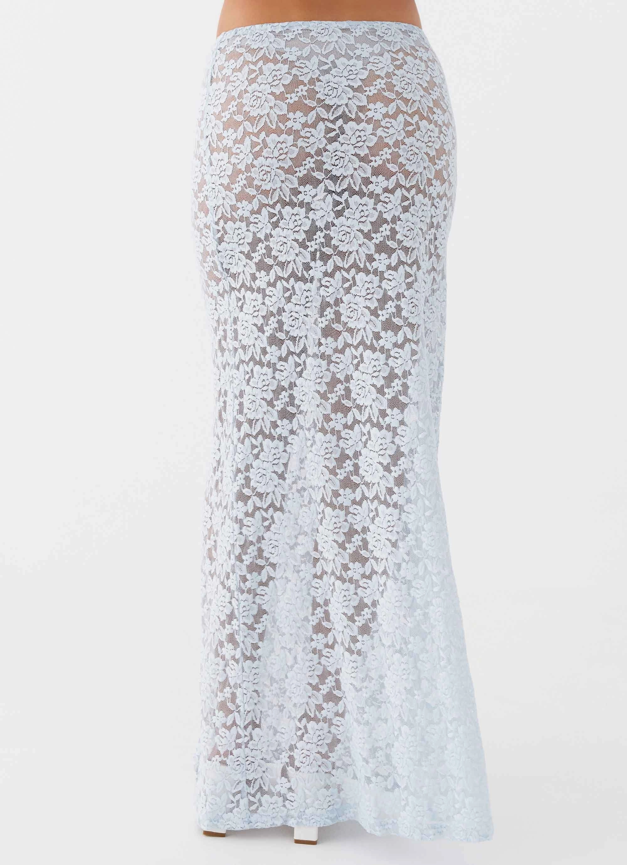 Zephyra Lace Maxi Skirt - Blue Cloud Flattering Design Wear Moisture Management