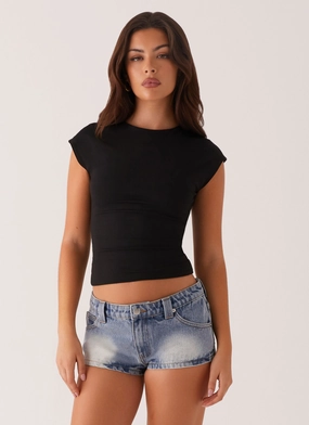 Slim Look Fit Headland Low Rise Denim Shorts - Light Wash Blue