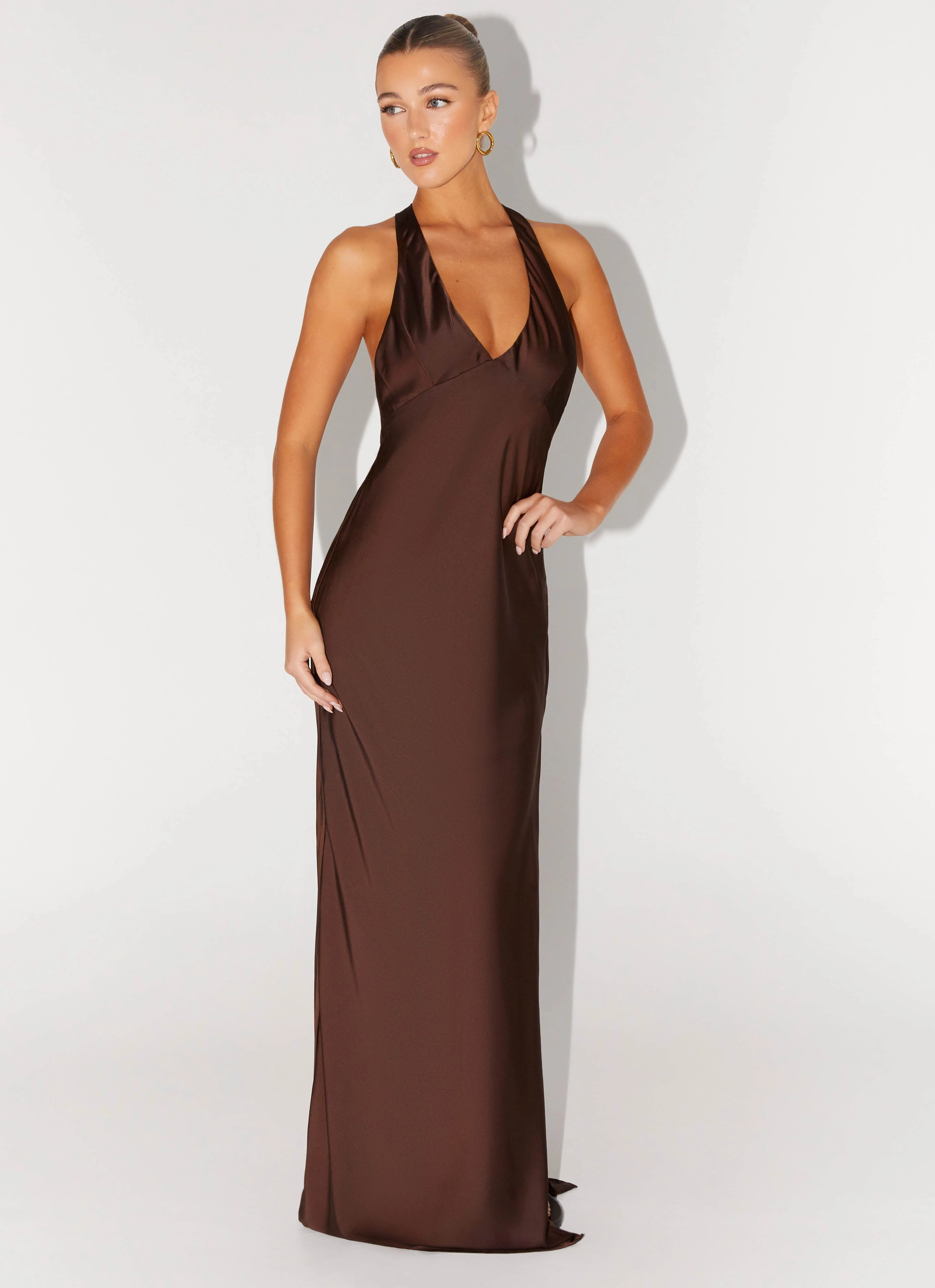 Minimalist feel Contemporary Layer Angie Maxi Dress - Chocolate