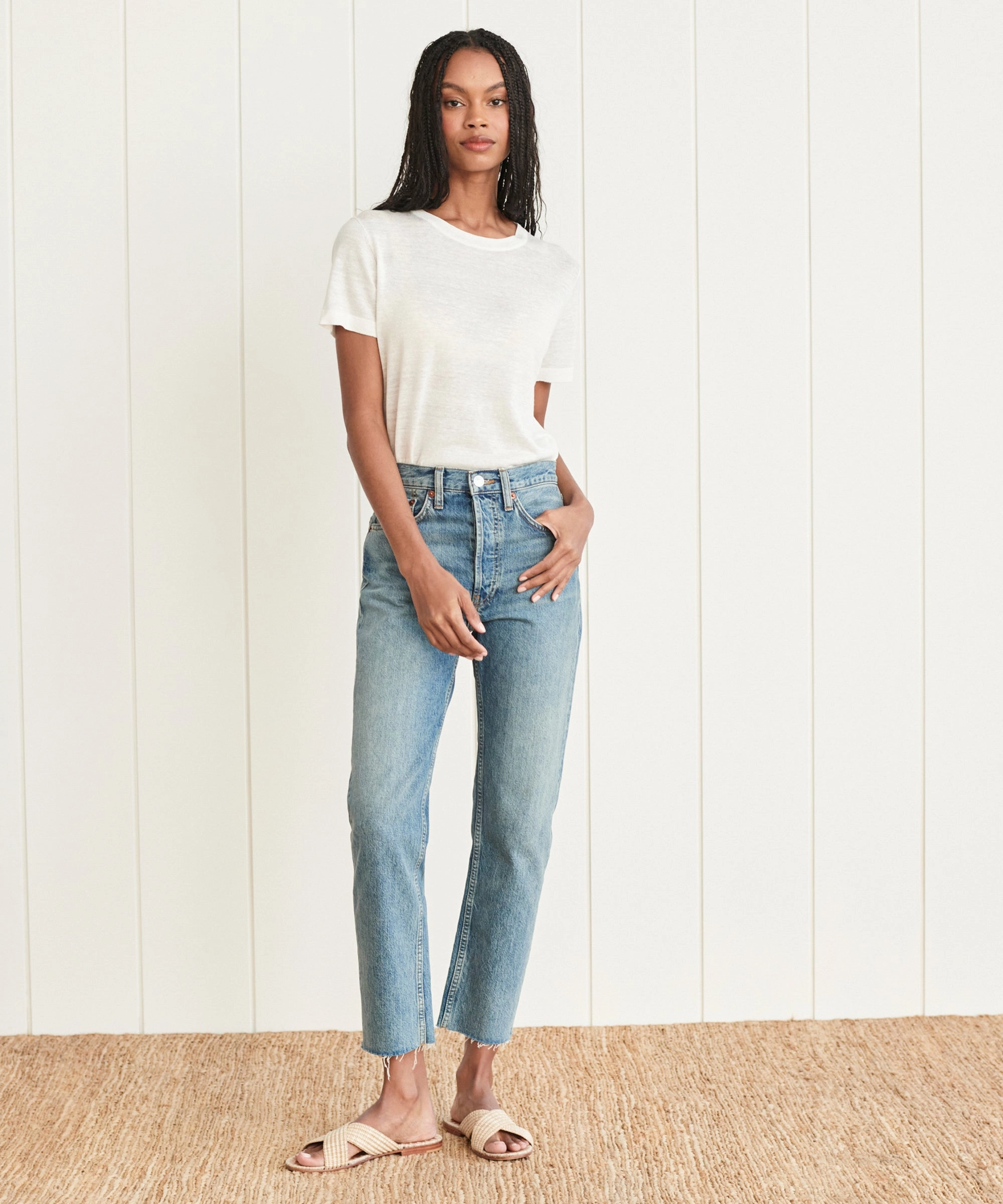 High Rise Stove Pipe Jean Sport Wear Fit