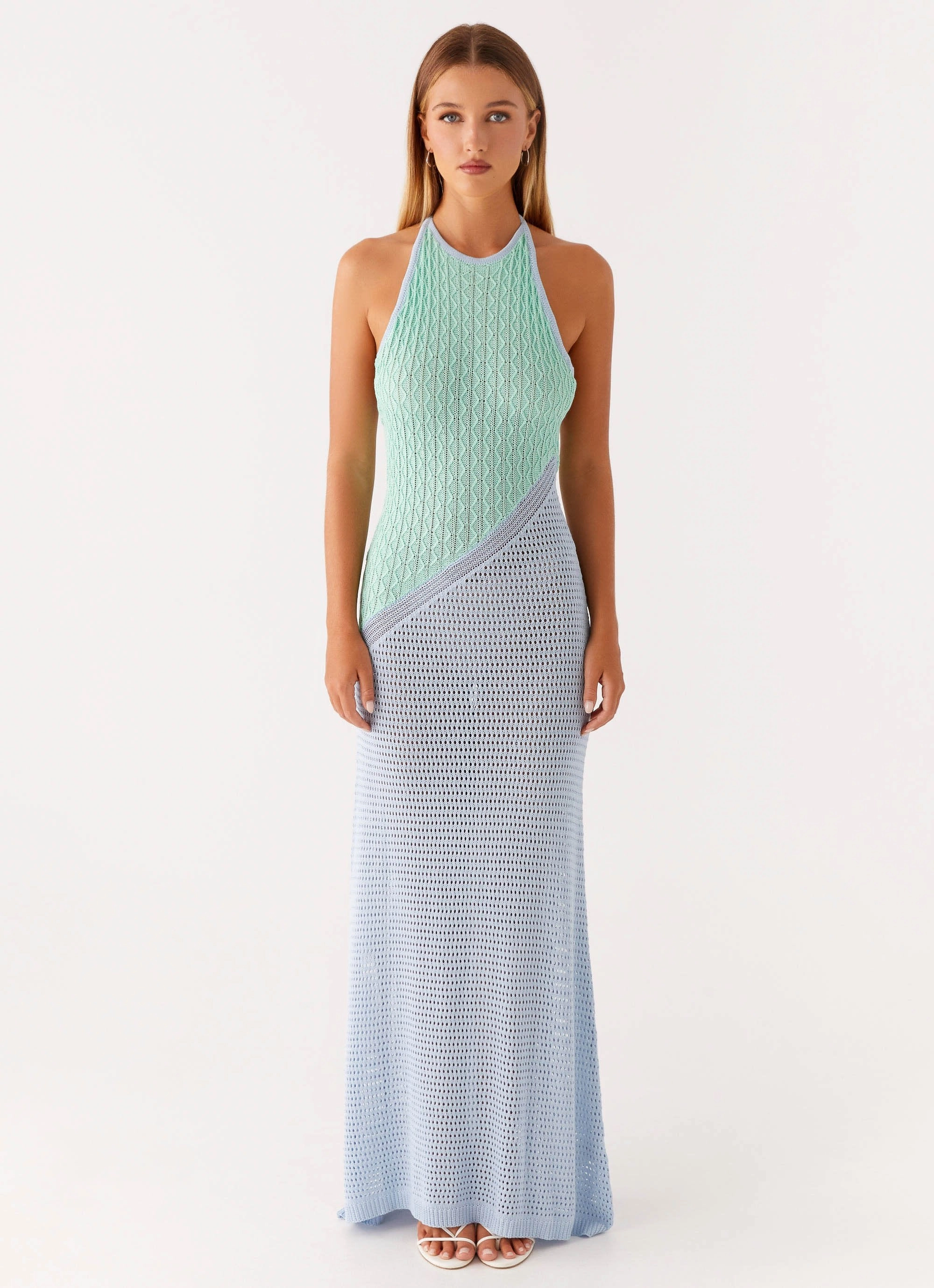Caspa Crochet Maxi Dress - Multi Soft Texture