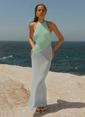 Linen-Blend Silky Shape Caspa Crochet Maxi Dress - Multi