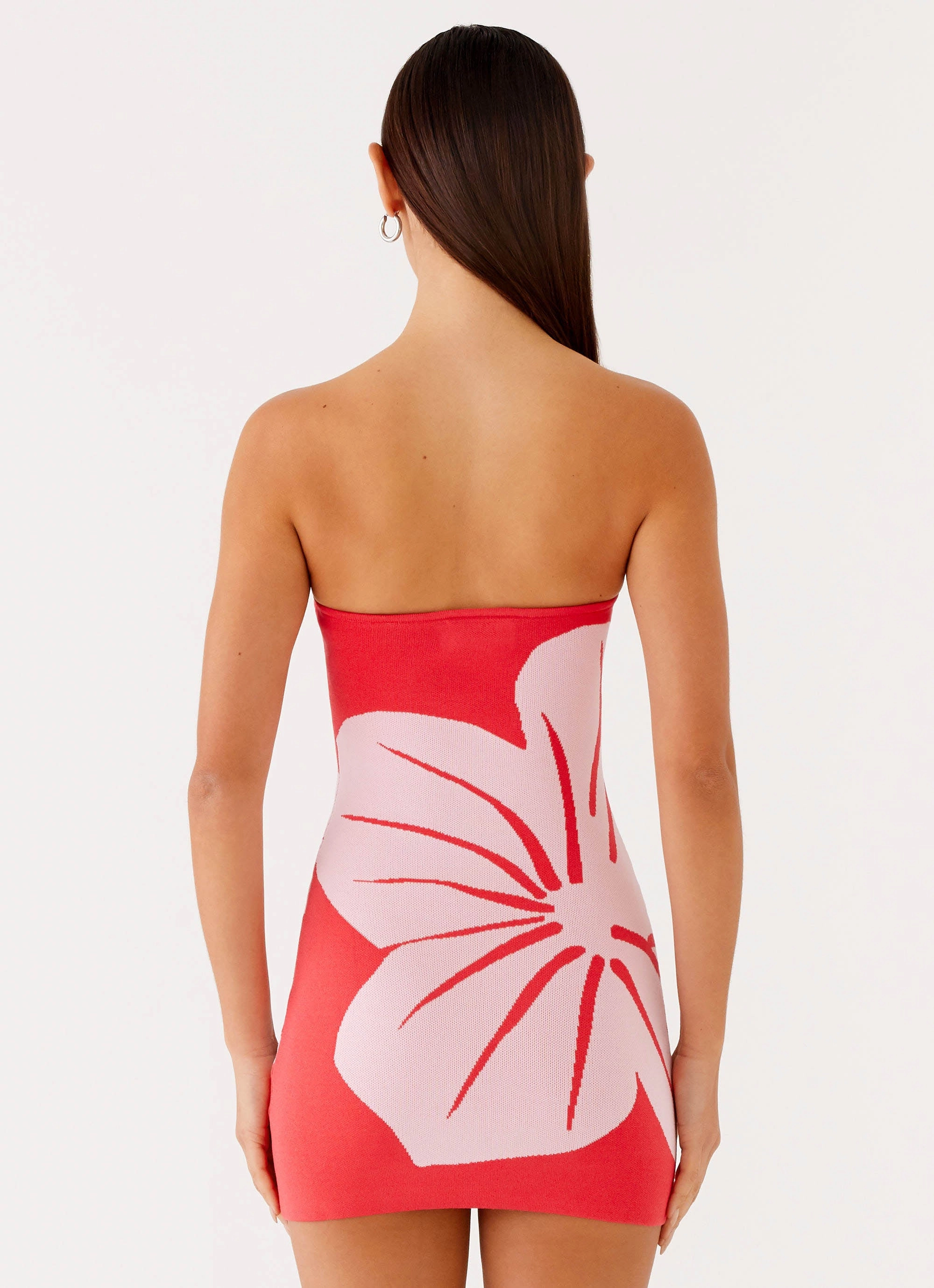 Trendy pick Youthful Mood Kader Strapless Knit Mini Dress - Red Floral