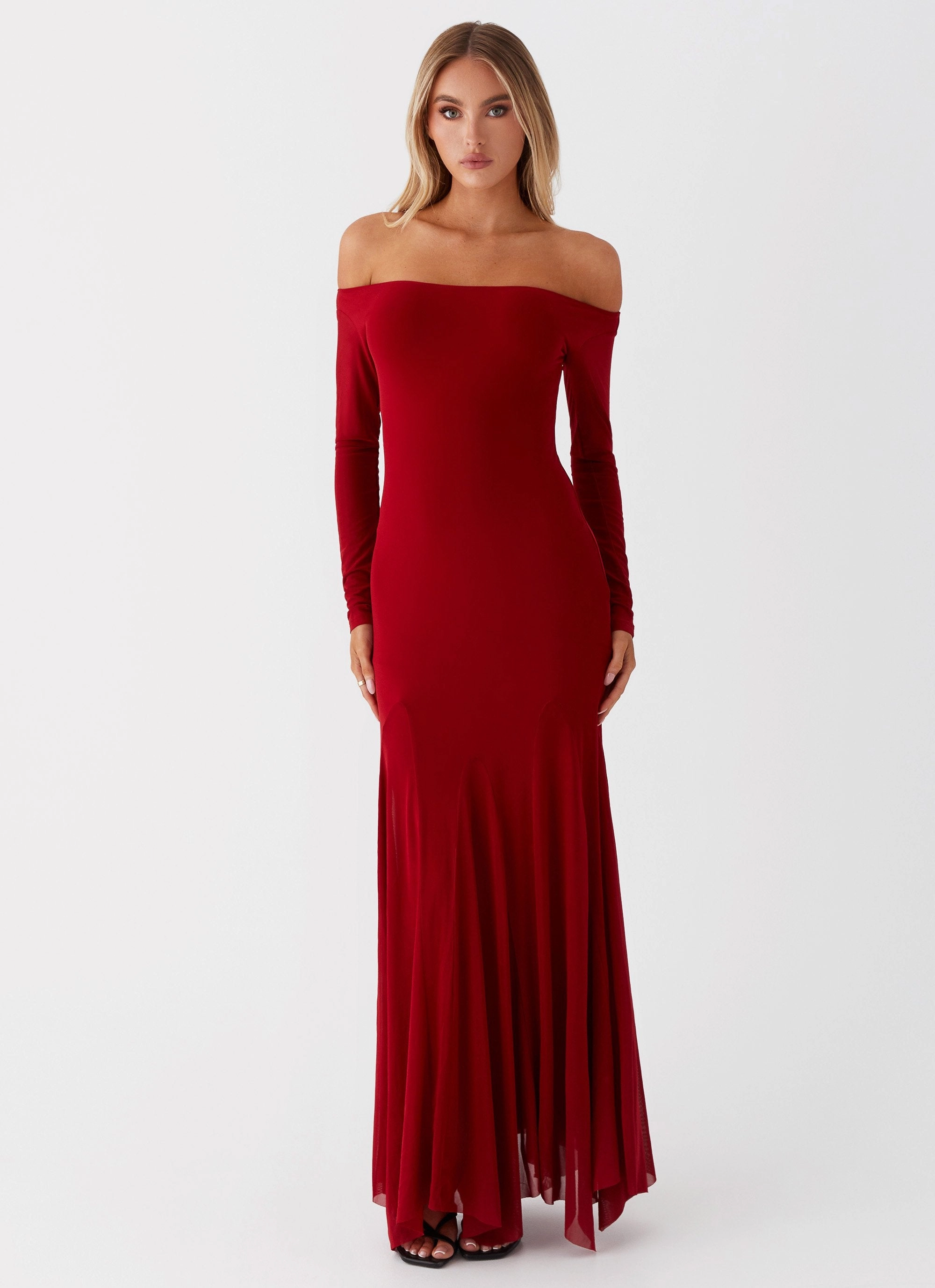 Bold-Color Maribel Maxi Dress - Red