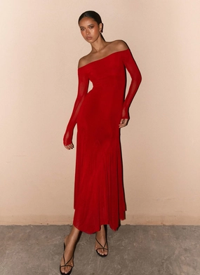 Lightweight warm-weather dress Dew Tone Maribel Maxi Dress - Red