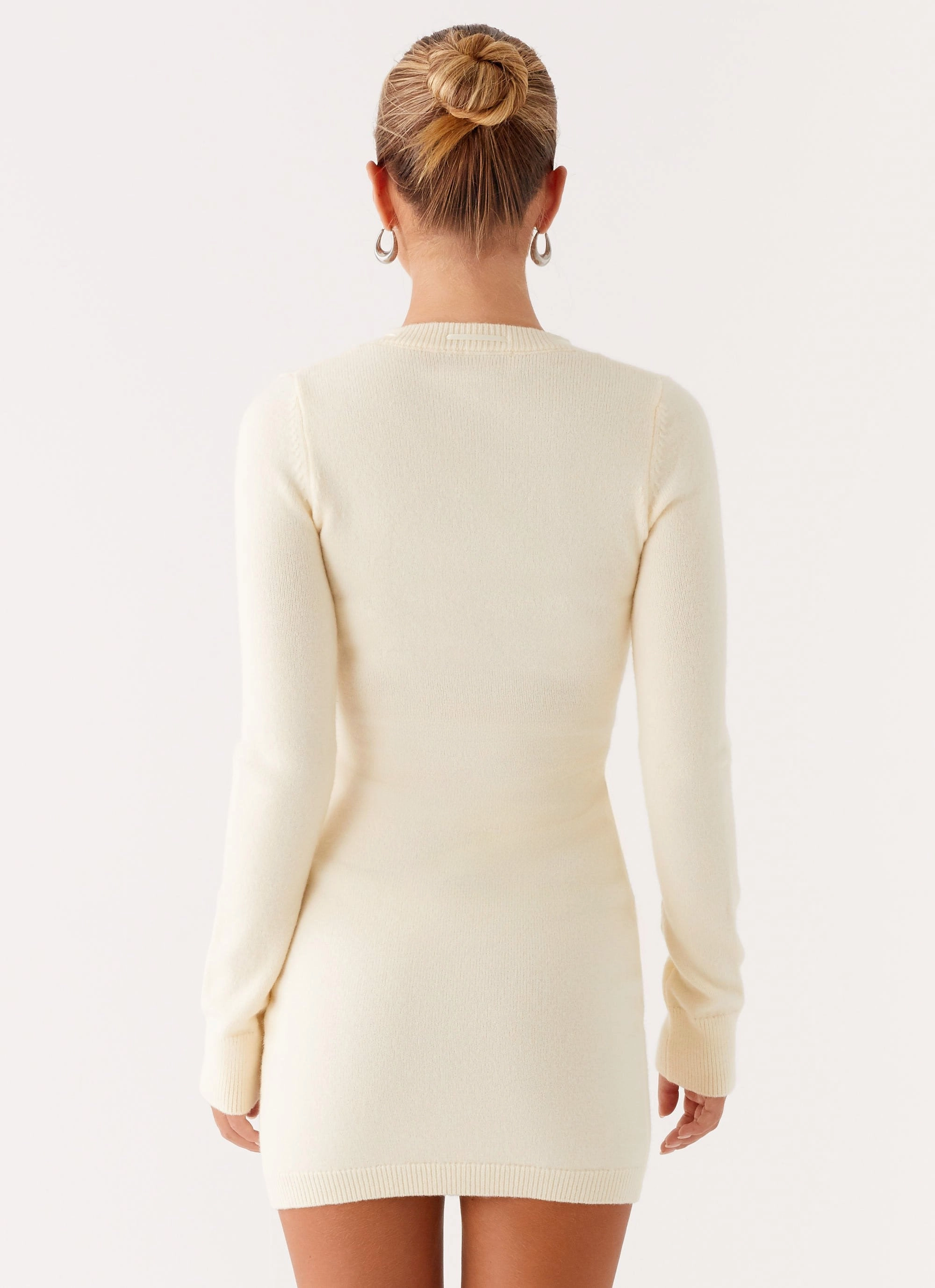 Zaffia Knit Mini Dress - Ivory Simplistic Mood Breathable-Lining