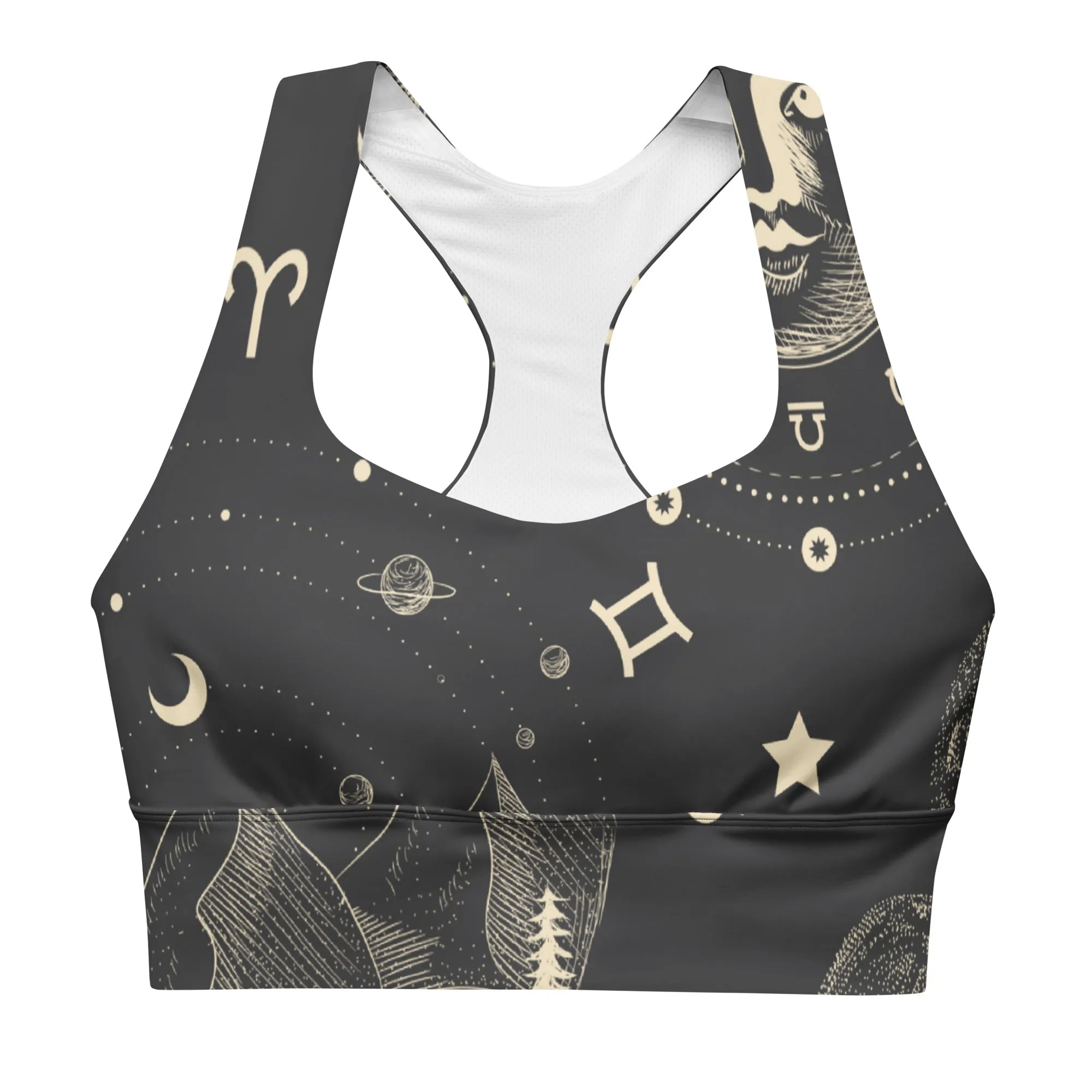 Celestial Print Longline Sports Bra, lioness-love