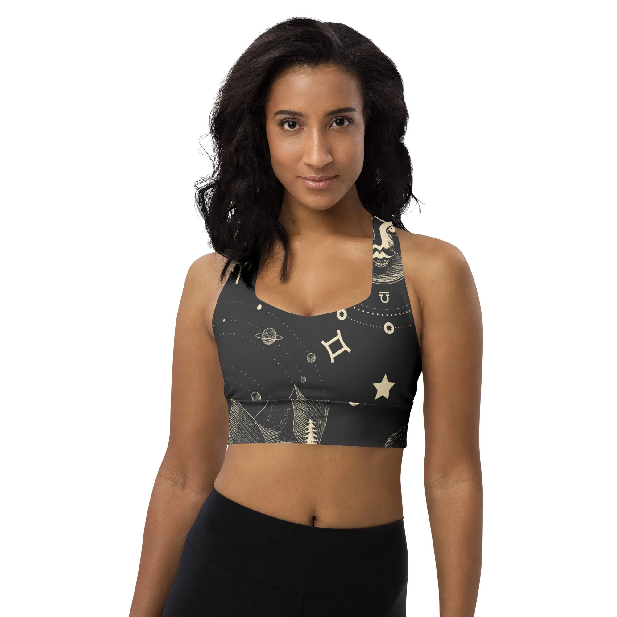 Celestial Print Longline Sports Bra, lioness-love