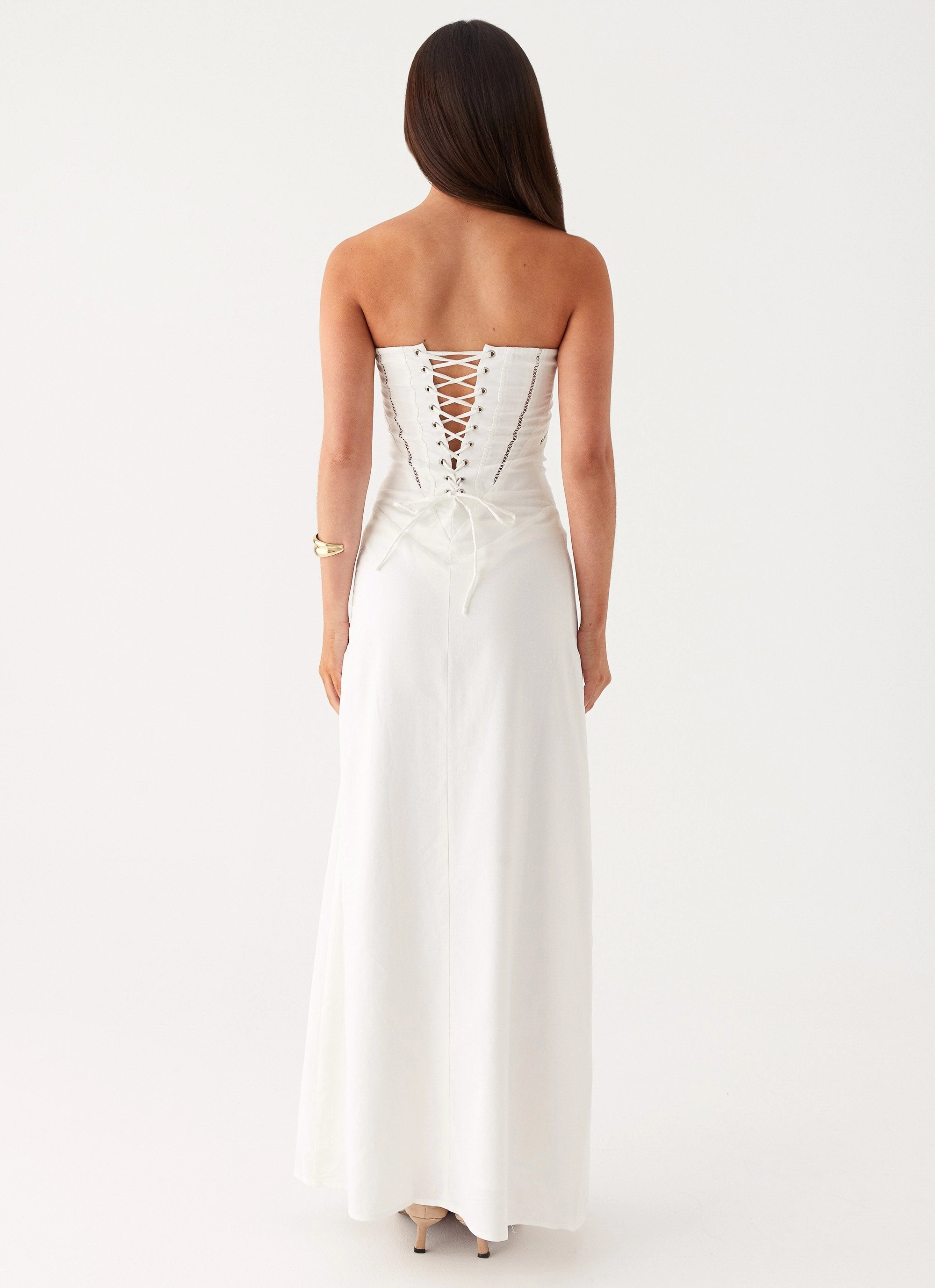 Subtle Glam Breathable Feel Cerisa Linen Maxi Dress - White